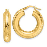 Load image into Gallery viewer, 14K Yellow Gold 26mm x 6mm Diamond Cut Round Hoop Earrings
