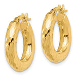 將圖片載入圖庫檢視器 14K Yellow Gold 19mm x 4mm Diamond Cut Round Hoop Earrings
