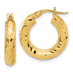 Cargar imagen en el visor de la galería, 14K Yellow Gold 19mm x 4mm Diamond Cut Round Hoop Earrings
