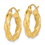 画像をギャラリービューアに読み込む, 14K Yellow Gold Diamond Cut Twisted Round Hoop Earrings 20mm x 3.75mm
