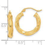 이미지를 갤러리 뷰어에 로드 , 14K Yellow Gold Diamond Cut Twisted Round Hoop Earrings 20mm x 3.75mm
