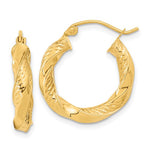 Carregar imagem no visualizador da galeria, 14K Yellow Gold Diamond Cut Twisted Round Hoop Earrings 20mm x 3.75mm
