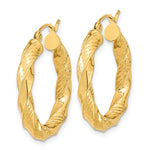 Carregar imagem no visualizador da galeria, 14K Yellow Gold Diamond Cut Twisted Round Hoop Earrings 24mm x 3.75mm
