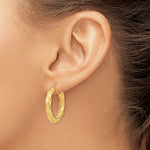 Carregar imagem no visualizador da galeria, 14K Yellow Gold Diamond Cut Twisted Round Hoop Earrings 24mm x 3.75mm
