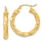 Afbeelding in Gallery-weergave laden, 14K Yellow Gold Diamond Cut Twisted Round Hoop Earrings 24mm x 3.75mm
