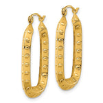 將圖片載入圖庫檢視器 14k Yellow Gold Rectangle Textured Hoop Earrings
