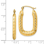 Lade das Bild in den Galerie-Viewer, 14k Yellow Gold Rectangle Textured Hoop Earrings
