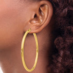 Indlæs billede til gallerivisning 14K Yellow Gold 70mm x 4mm Large Round Classic Hoop Earrings
