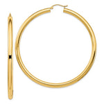 Lataa kuva Galleria-katseluun, 14K Yellow Gold 70mm x 4mm Large Lightweight Round Classic Hoop Earrings
