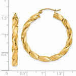 Afbeelding in Gallery-weergave laden, 14K Yellow Gold Twisted Round Hoop Earrings 36mm x 4mm
