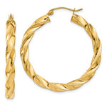 Indlæs billede til gallerivisning 14K Yellow Gold Twisted Round Hoop Earrings 36mm x 4mm
