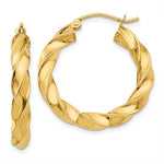 Załaduj obraz do przeglądarki galerii, 14K Yellow Gold Twisted Round Hoop Earrings 26mm x 4mm
