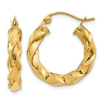 Cargar imagen en el visor de la galería, 14K Yellow Gold Twisted Round Hoop Earrings 20mm x 4mm
