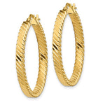 Lade das Bild in den Galerie-Viewer, 14k Yellow Gold Textured Patterned Round Hoop Earrings
