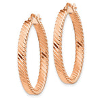 Charger l&#39;image dans la galerie, 14k Rose Gold Textured Patterned Round Hoop Earrings
