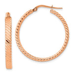 Charger l&#39;image dans la galerie, 14k Rose Gold Textured Patterned Round Hoop Earrings
