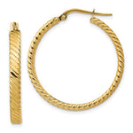 Indlæs billede til gallerivisning 14k Yellow Gold Textured Patterned Round Hoop Earrings
