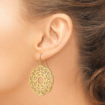 Carica l&#39;immagine nel visualizzatore di Gallery, 14k Yellow Gold Round Lace Filigree Festive Merry Dangle Earrings
