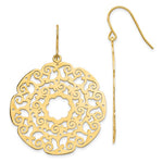 Ladda upp bild till gallerivisning, 14k Yellow Gold Round Lace Filigree Festive Merry Dangle Earrings
