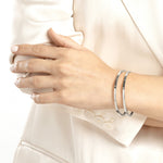 Φόρτωση εικόνας στο εργαλείο προβολής Συλλογής, 14k Yellow White Gold Diamond Greek Key Square Tube Bangle Bracelet
