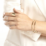 Φόρτωση εικόνας στο εργαλείο προβολής Συλλογής, 14k Yellow White Gold Greek Key Square Tube Bangle Bracelet
