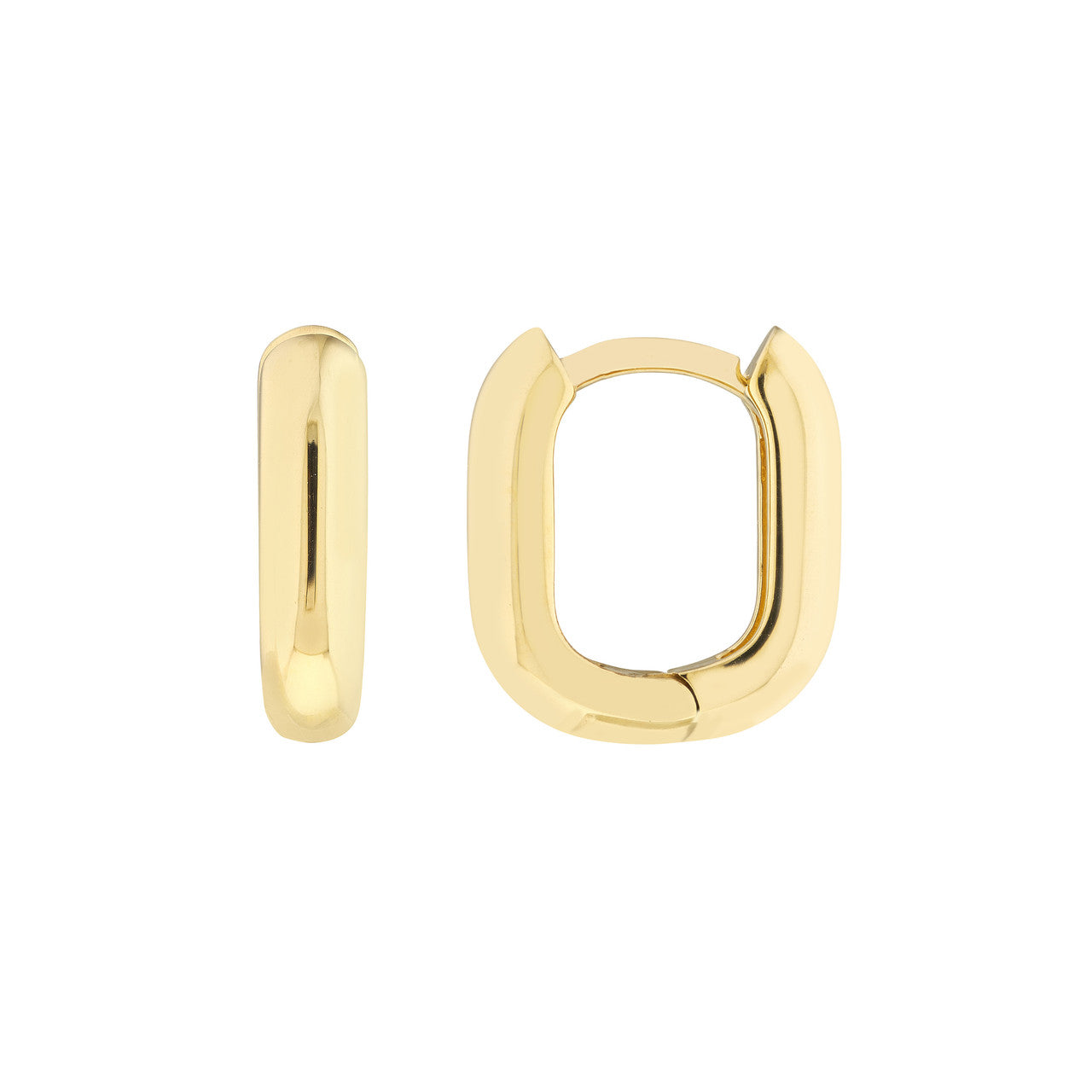 14k Yellow White Rose Gold Classic Oblong Hinged Hoop Huggie Earrings