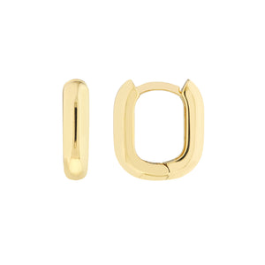 14k Yellow White Rose Gold Classic Oblong Hinged Hoop Huggie Earrings