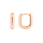 Cargar imagen en el visor de la galería, 14k Yellow White Rose Gold Classic Oblong Hinged Hoop Huggie Earrings
