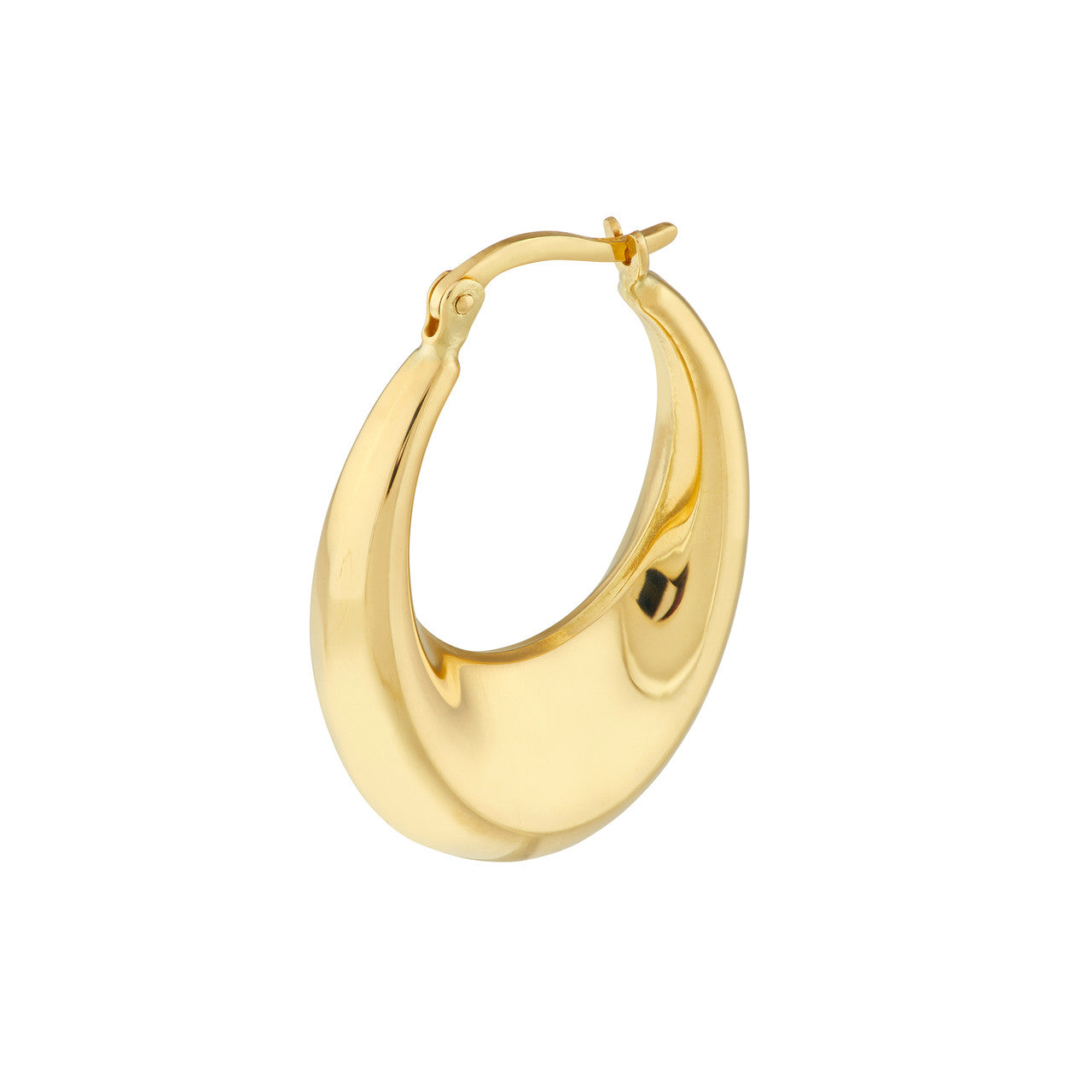 14K Yellow Gold Graduated Puff Oval Hoop Earrings