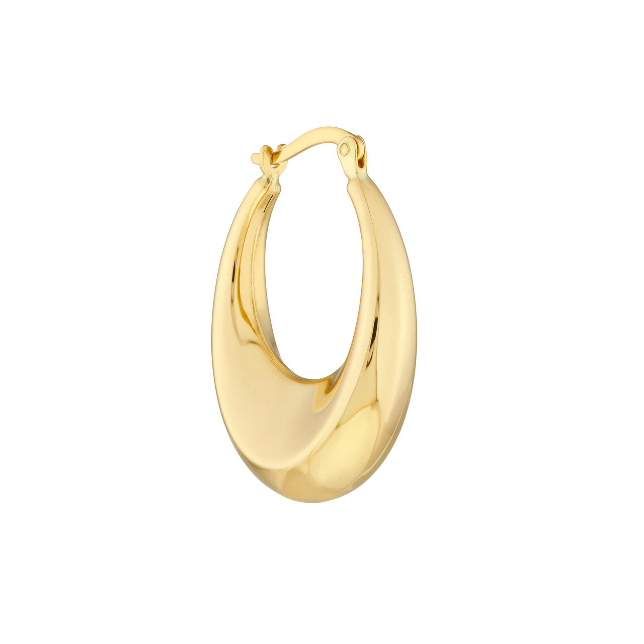 14K Yellow Gold Graduated Puff Oval Hoop Earrings