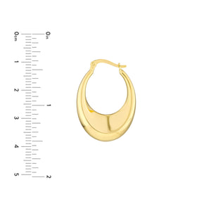 14K Yellow Gold Graduated Puff Oval Hoop Earrings