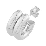 Charger l&#39;image dans la galerie, 14K Yellow White Gold Double Groove Puff Round Hoop Earrings
