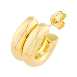 Load image into Gallery viewer, 14K Yellow White Gold Double Groove Puff Round Hoop Earrings
