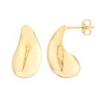 Load image into Gallery viewer, 14K Yellow White Gold Teardrop Dome Puff Post Back Earrings
