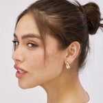 Load image into Gallery viewer, 14K Yellow White Gold Teardrop Dome Puff Post Back Earrings
