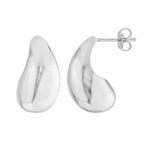 Load image into Gallery viewer, 14K Yellow White Gold Teardrop Dome Puff Post Back Earrings
