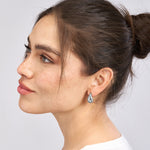 Cargar imagen en el visor de la galería, 14K Yellow White Gold Teardrop Dome Puff Post Back Earrings
