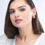 Afbeelding in Gallery-weergave laden, 14k Yellow Gold Circle Door Knocker Hoop Post Earrings

