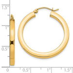 Kép betöltése a galériamegjelenítőbe: 10k Yellow Gold 31mm x 3mm Classic Square Tube Round Hoop Earrings
