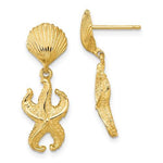 Lataa kuva Galleria-katseluun, 14k Yellow Gold Seashell Starfish Clam Scallop Shell Dangle Earrings
