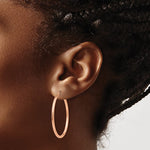 Load image into Gallery viewer, 14K Rose Gold Diamond Cut Classic Round Hoop Earrings 35mm x 2mm
