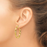Lade das Bild in den Galerie-Viewer, 14k Yellow Gold Classic Twisted Spiral Round Hoop Earrings 33mm x 4mm
