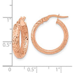 画像をギャラリービューアに読み込む, 14k Rose Gold 19mm x 3.75mm Diamond Cut Inside Outside Round Hoop Earrings
