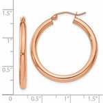 Carica l&#39;immagine nel visualizzatore di Gallery, 14K Rose Gold 30mm x 3mm Classic Round Hoop Earrings
