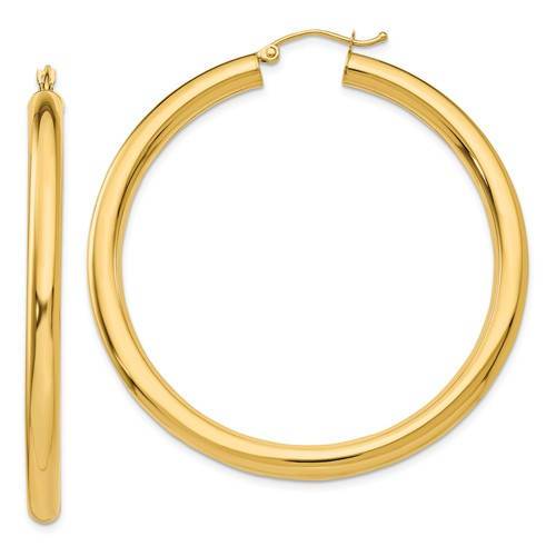 10K Yellow Gold Classic Round Hoop Earrings 50mmx4mm