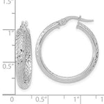Carica l&#39;immagine nel visualizzatore di Gallery, 14k White Gold 25mm x 3.75mm Diamond Cut Inside Outside Round Hoop Earrings
