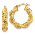 Charger l&#39;image dans la galerie, 14k Yellow Gold Classic Round Twisted Textured Hoop Earrings 25mm x 5.7mm
