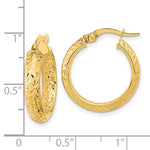 画像をギャラリービューアに読み込む, 14k Yellow Gold 19mm x 3.75mm Diamond Cut Inside Outside Round Hoop Earrings
