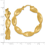 Indlæs billede til gallerivisning 14k Yellow Gold Greek Key Twisted Round Hoop Earrings 45mm x 7mm
