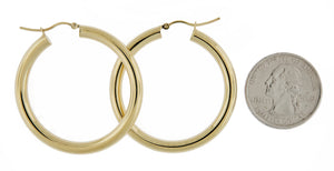 10K Yellow Gold Classic Round Hoop Earrings 40mmx4mm